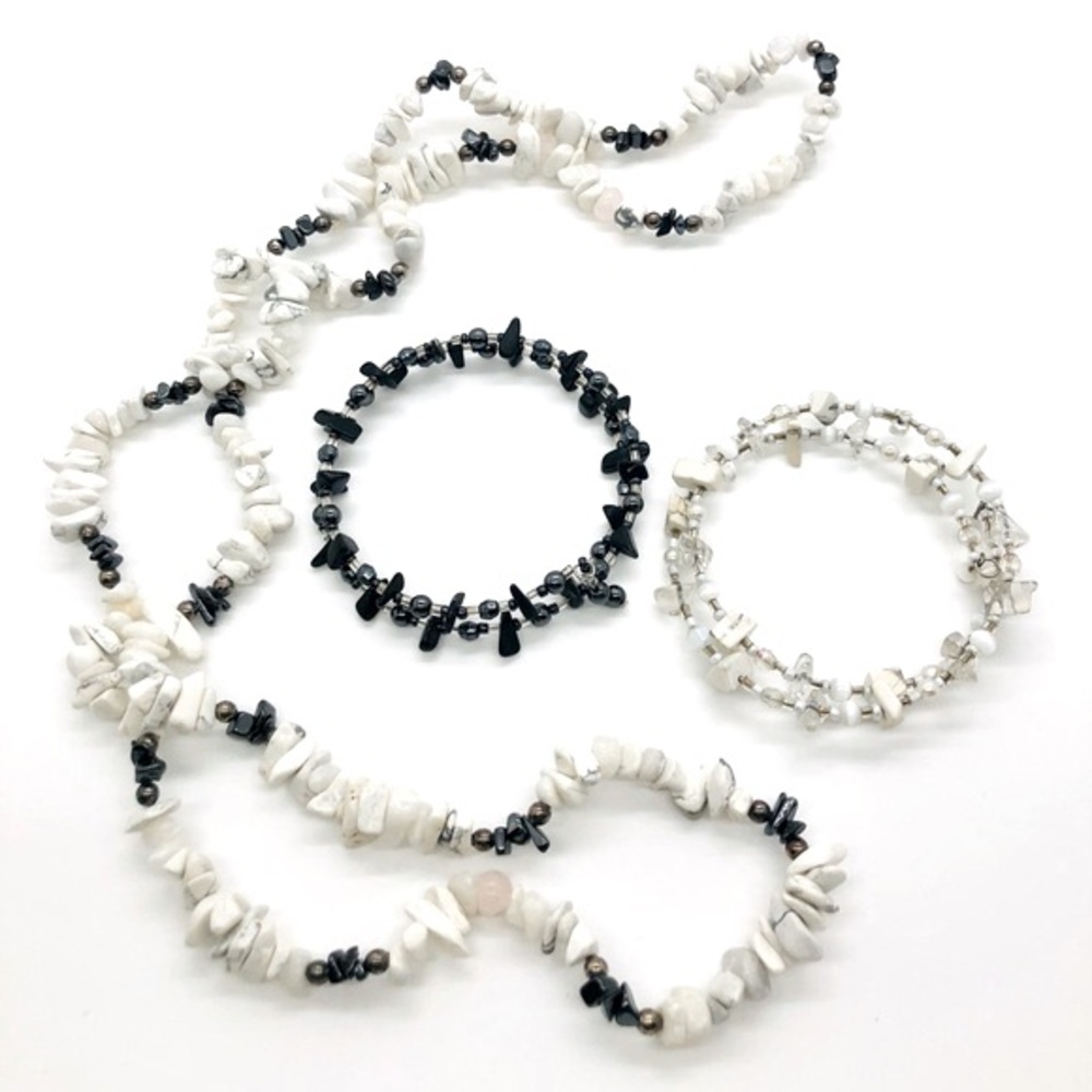 Vintage Black & White Howlite Hematite Jewelry
